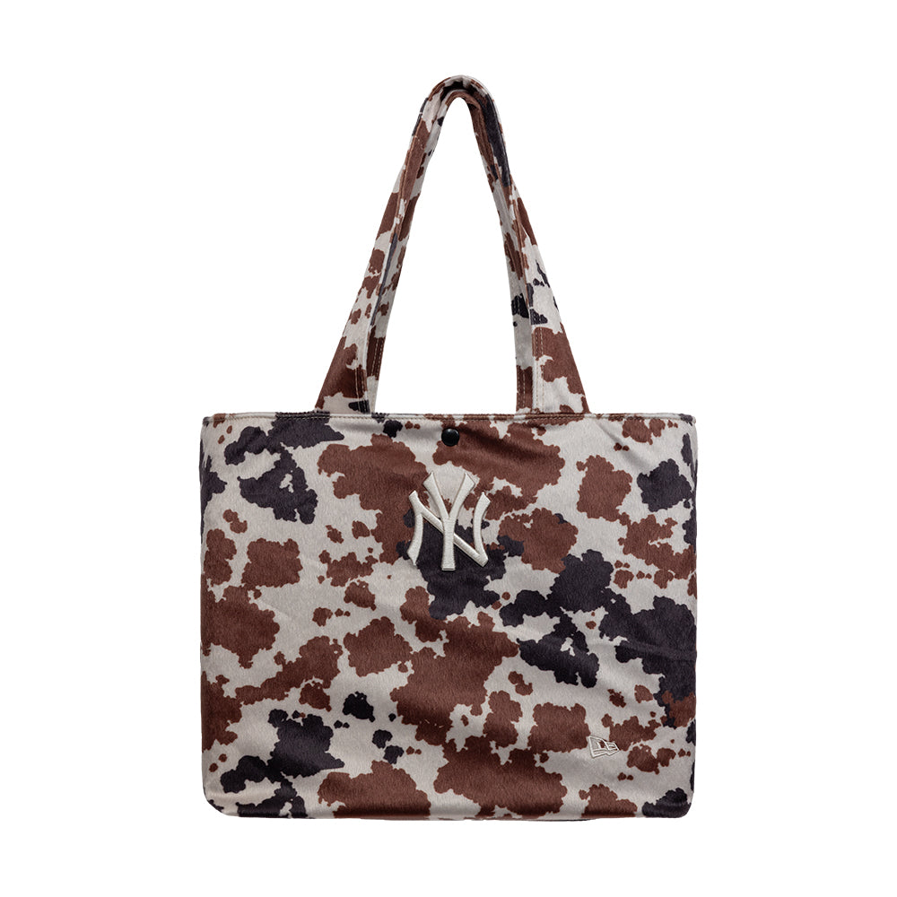 Sort New Era Yankees MLB dyremønster tote taske med håndtag, tilbehør til sport og stil.