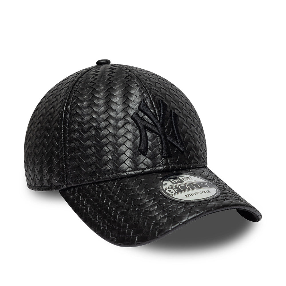 New Era 9FORTY New York Yankees cap i sort PU WEAVE med buet skygge