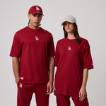 New Era MLB LE OS TEE LOSDOD T-shirt i mørkerød med Los Angeles Dodgers-logo foran