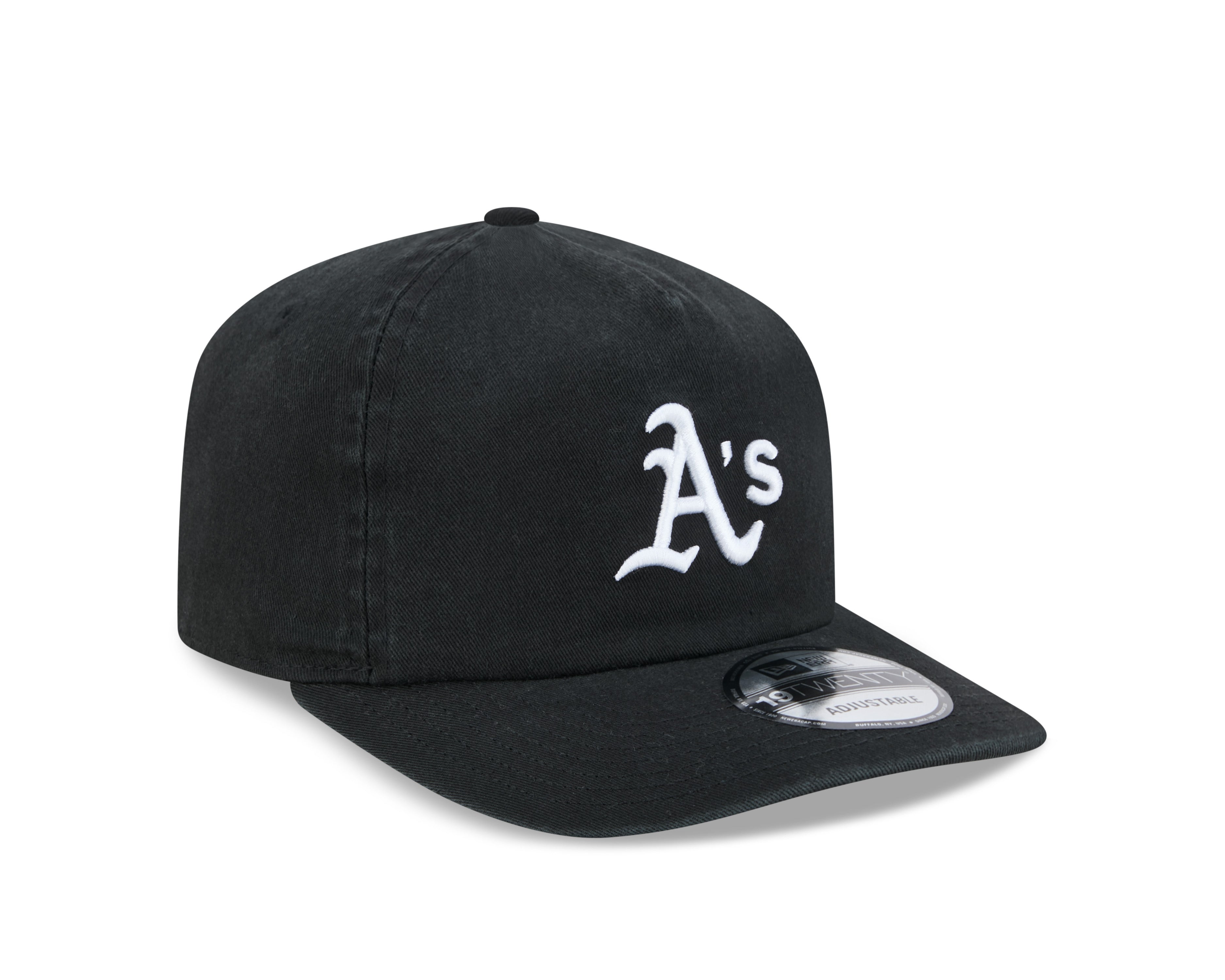 Sort New Era 19TWENTY Oakland Athletics cap med 3/4-krave og logo, casual sportstil, klar til brug