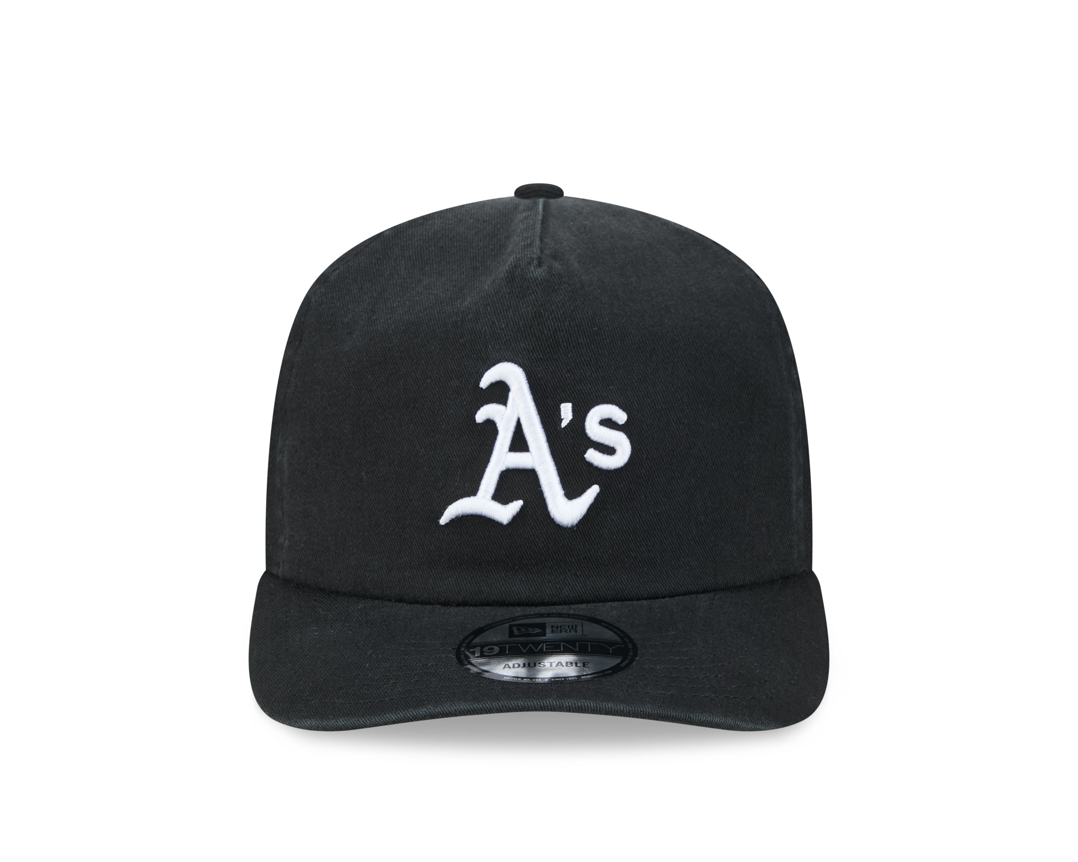 Sort New Era 19TWENTY Oakland Athletics kasket med Oakland-logo og kontrastfarvet søm.