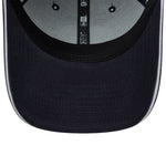 Navy New Era 9FORTY Paris Saint Germain cap med justerbart bånd og logo foran, afslappet sportstil.