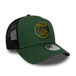 Mørkegrøn New Era PSG sæsonbestemt E-Frame trucker cap med justerbar rem og mesh paneler.