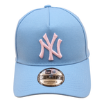 New Era 9FORTY A-Frame cap med New York Yankees logo i blå farve, vises med justerbart strop og flat top.
