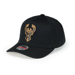 Mitchell & Ness - Leather Logo Snapback - Milwaukee Bucks - Black - Headz Up 
