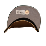 New Era New York Mets Cooperstown 59Fifty kasket med beige og mørkegrøn farve, 40th jubilæumslogo, justerbart fit.