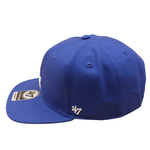 '47 Los Angeles Dodgers Captain Snapback Cap i royalblå med Dodgers-logo foran og flat skygge.