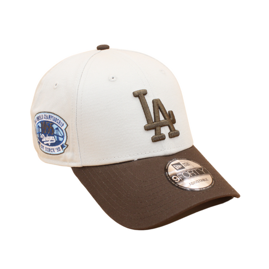 New Era Los Angeles Dodgers Contrast Patch 9forty Baseball Cap - Stone/Walnut - Headz Up 