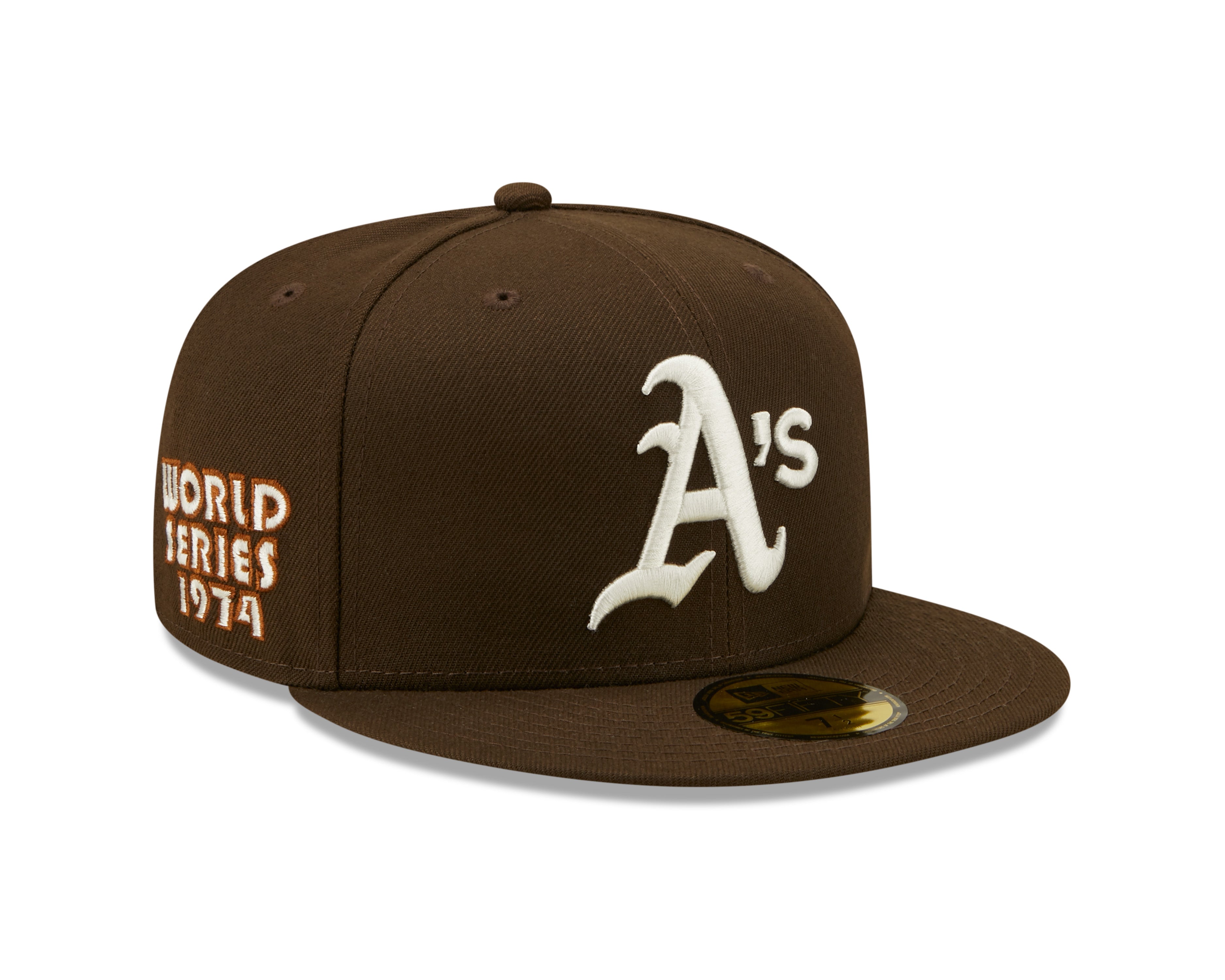 Oakland Athletics Cooperstown 59Fifty Fitted World Series 1974 - Walnut - Headz Up 