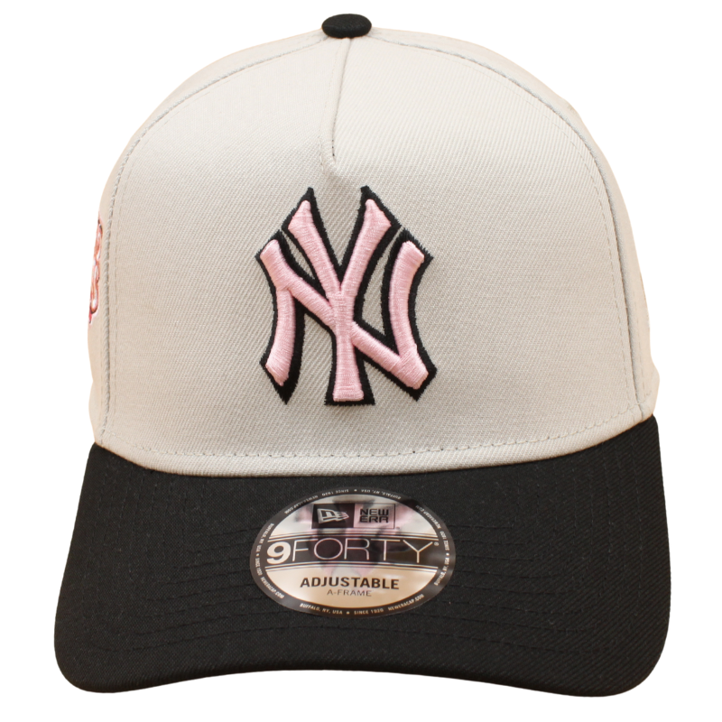 New Era - 9FORTY A-Frame Cap - New York Yankees - WS 2009 - Stone/Black/Pink - Headz Up 