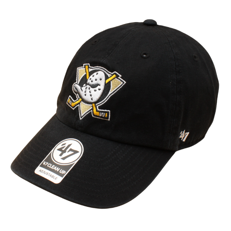 Sort '47 Anaheim Mighty Ducks NHL justerbar cap med logo, blødt materiale og komfortabel pasform.