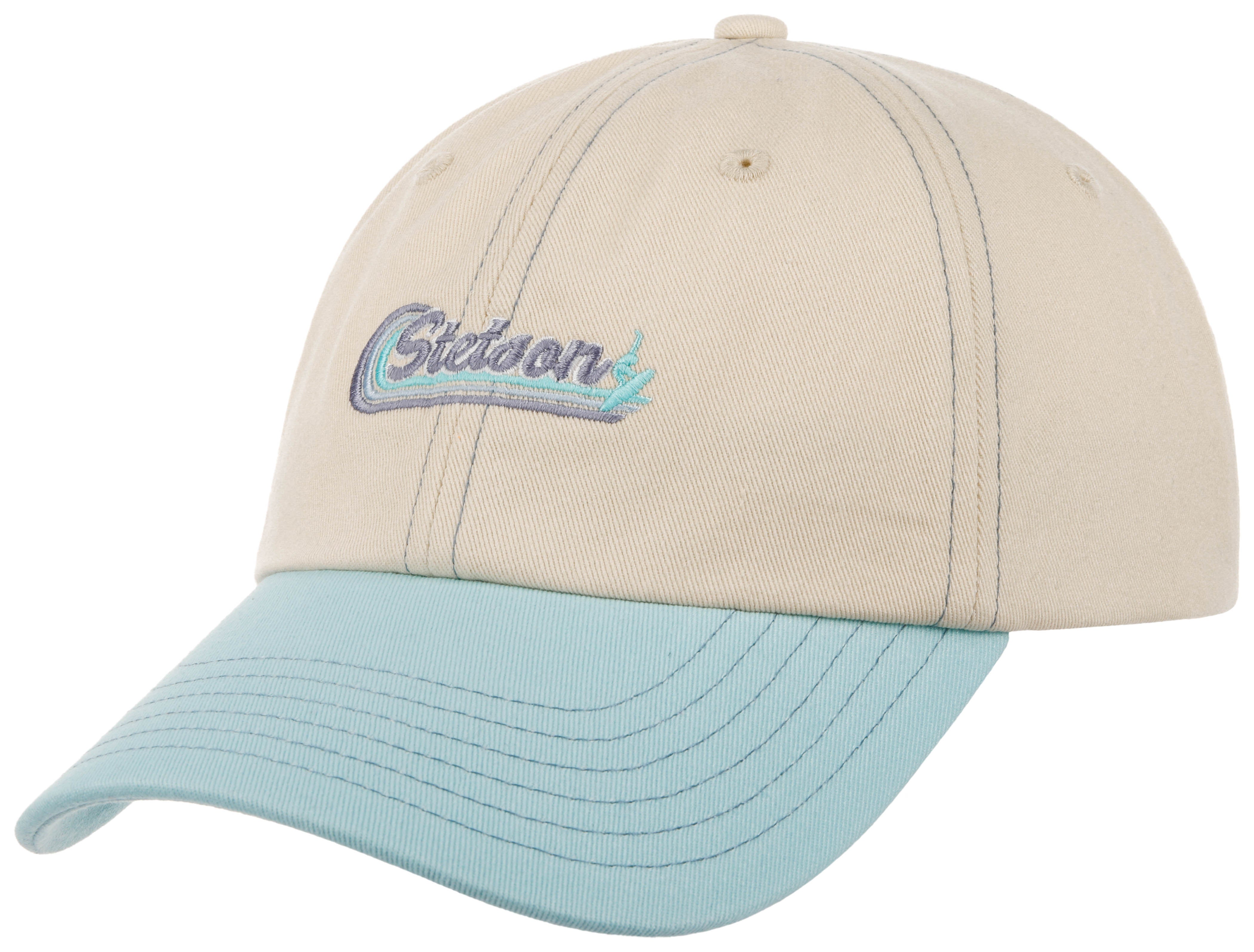 Stetson - Unstructured Baseball Cap - Catch The Cave - Light Beige/Ligth Blue - Headz Up 