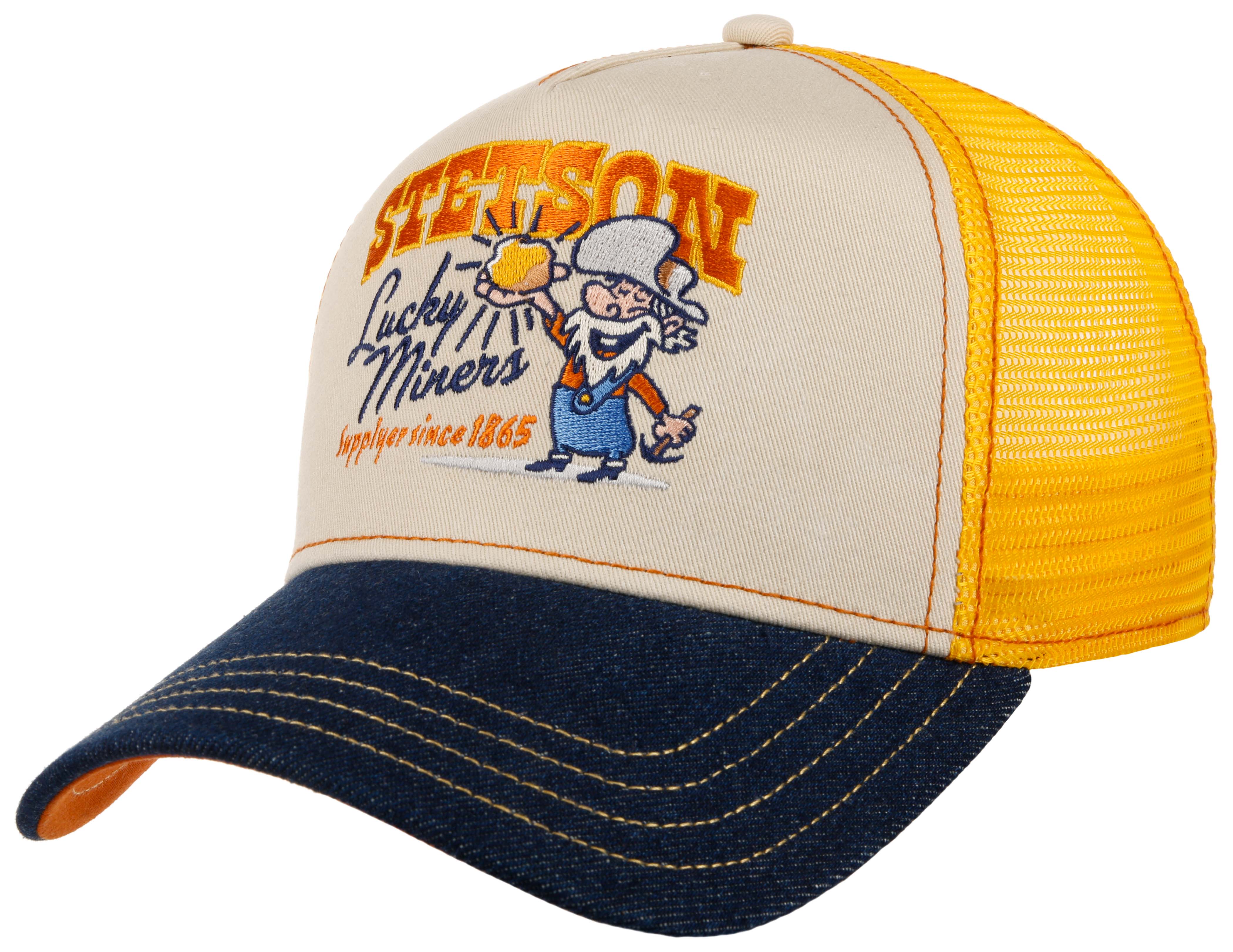 Stetson - Lucky Miners- Trucker Cap - Stone/Denmim/Yellow - Headz Up 