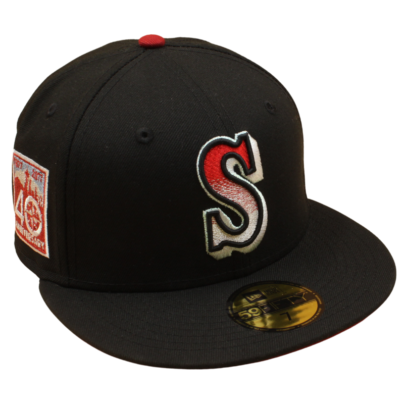 New Era 59FIFTY Seattle Mariners Cooperstown 40th Anniversary kasket i sort og rød