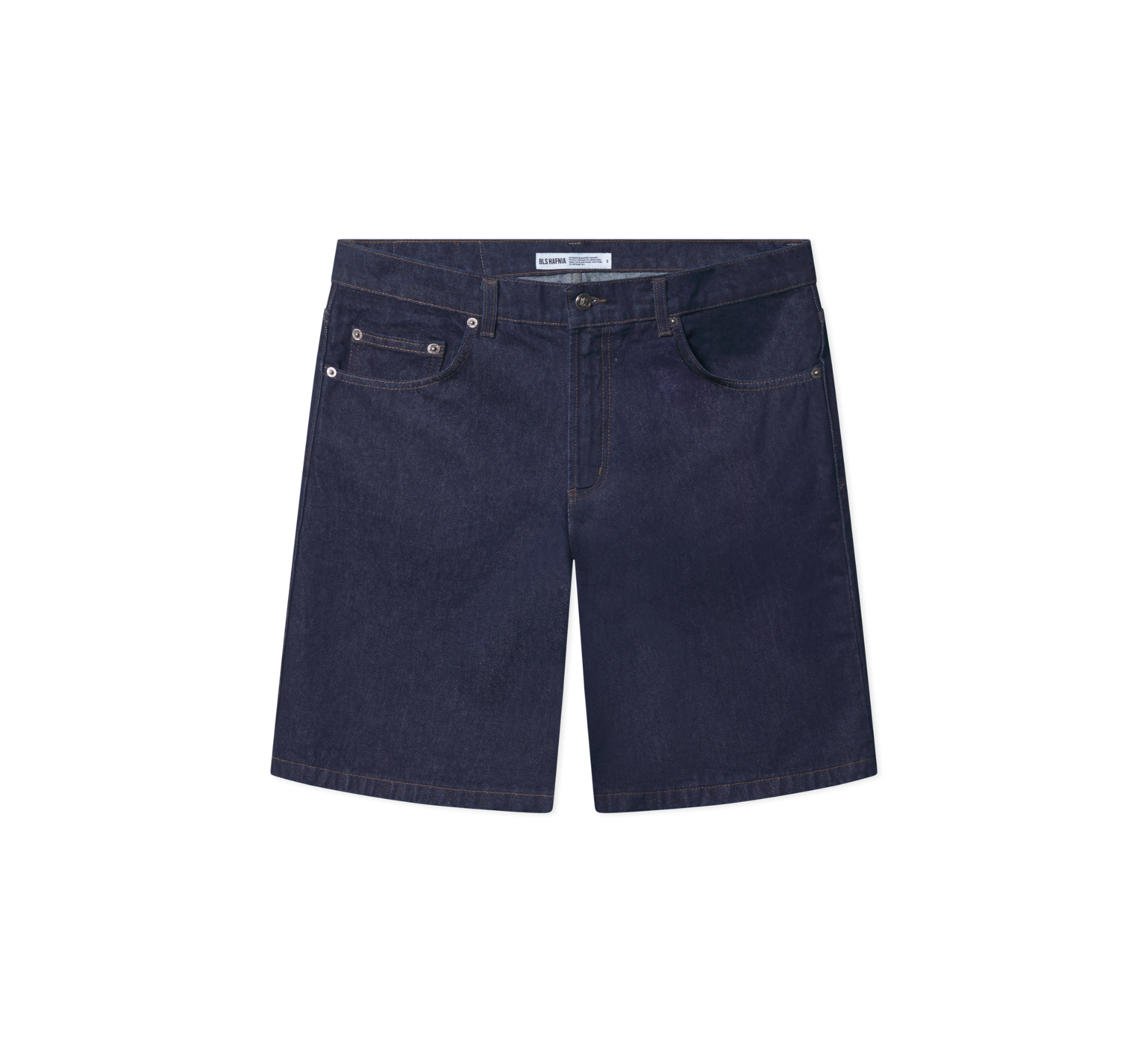 Mørkeblå BLS 815 shorts til mænd, afslappet pasform og komfortabel bomuldsstof, vist på model.
