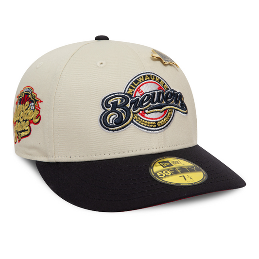 New Era - MLB Pin 59Fifty Low Profile Fitted - Milwaukee Brewers - Chrome/Black
