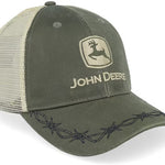 John Deere - Oil Skin Look w/Mesh Back - Off White/Olive - Headz Up 