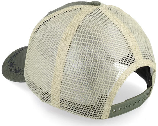 John Deere - Oil Skin Look w/Mesh Back - Off White/Olive - Headz Up 