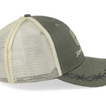 John Deere - Oil Skin Look w/Mesh Back - Off White/Olive - Headz Up 