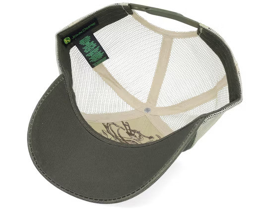 John Deere - Oil Skin Look w/Mesh Back - Off White/Olive - Headz Up 