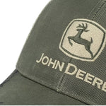 John Deere - Oil Skin Look w/Mesh Back - Off White/Olive - Headz Up 
