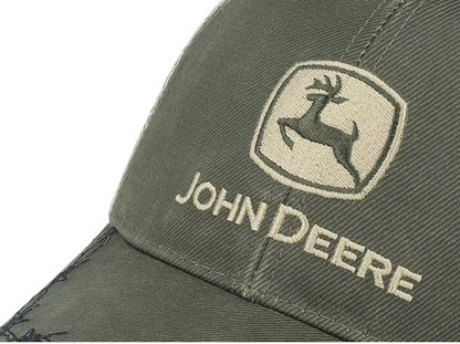 John Deere - Oil Skin Look w/Mesh Back - Off White/Olive