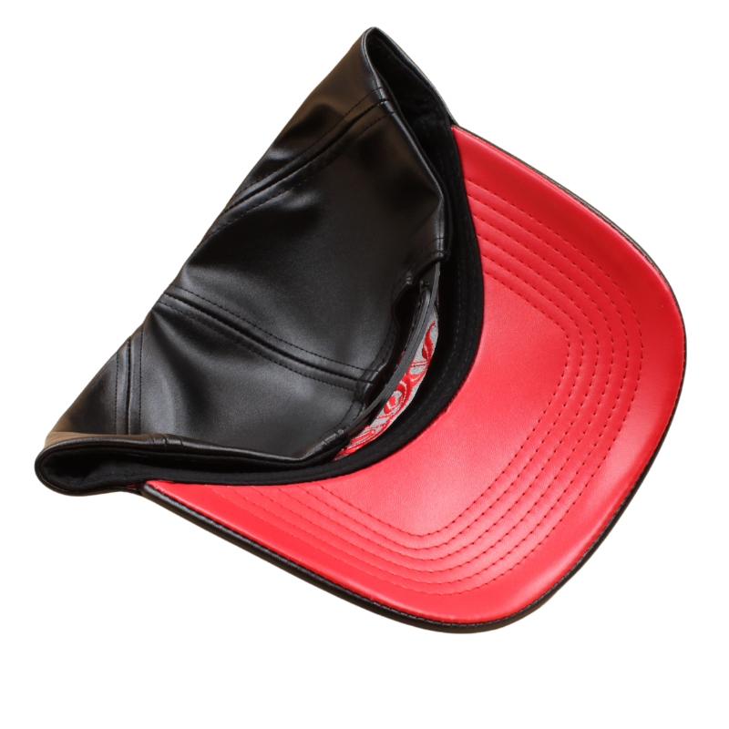 Black PU Leather Sabochini - "FANGS" Logo A-Frame Cap - Headz Up 