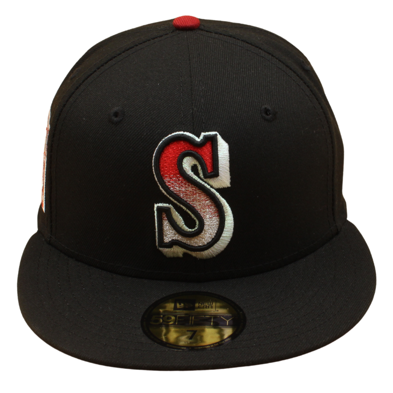 New Era 59FIFTY Seattle Mariners Cooperstown 40-års jubilæum cap i sort og rød