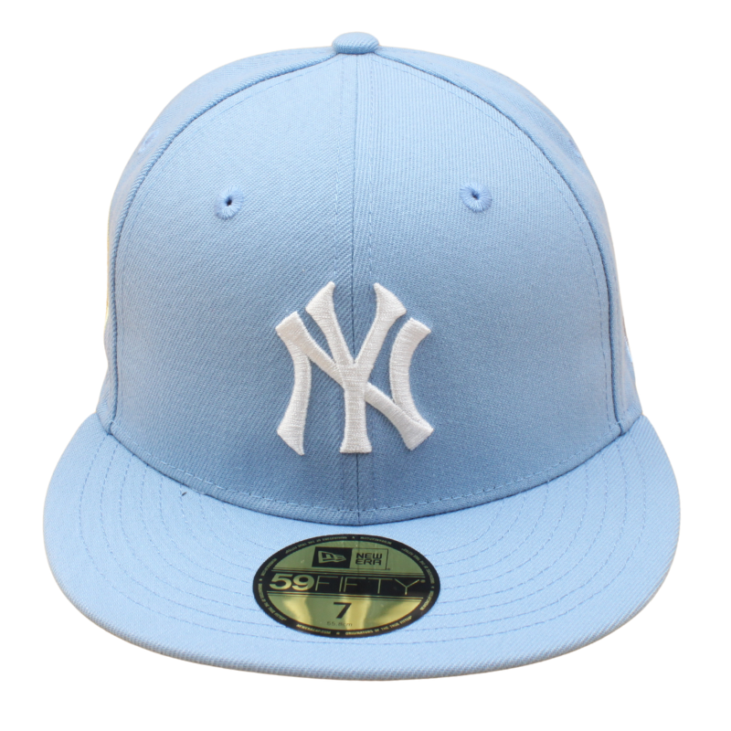New Era 59FIFTY New York Yankees World Series 1962 kasket med blå og pink birdseye mønster og UV-beskyttelse.