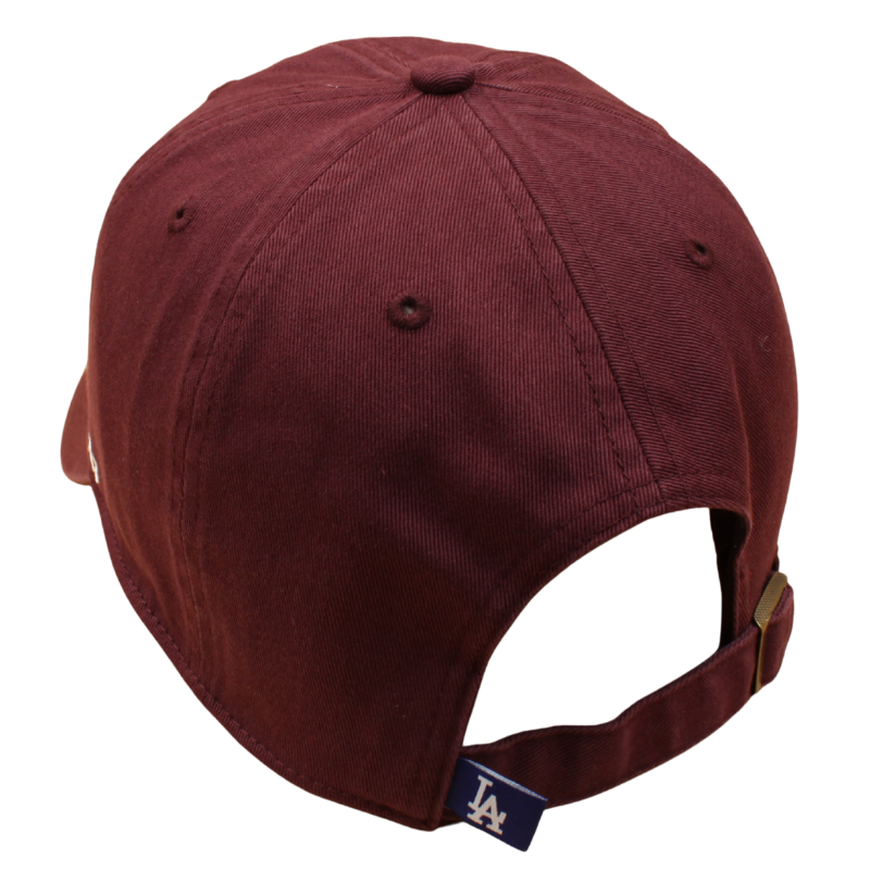Maroon '47 Los Angeles Dodgers MLB cap med justerbart spænde og Dodgers-logo foran.