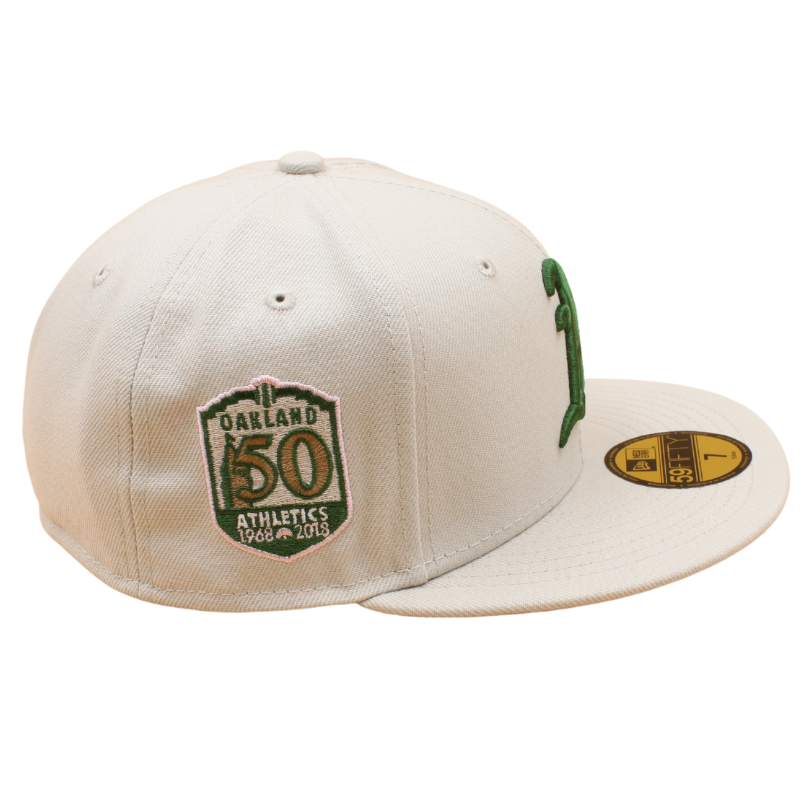 New Era - 59FIFTY - Oakland Atletics Cooperstown - 50Th Anniversary - Stone/Pink UV - Headz Up 