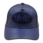 Navy PU Leather Sabochini - Logo A-Frame Cap - Headz Up 