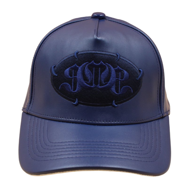 Navy PU Leather Sabochini - Logo A-Frame Cap - Headz Up 