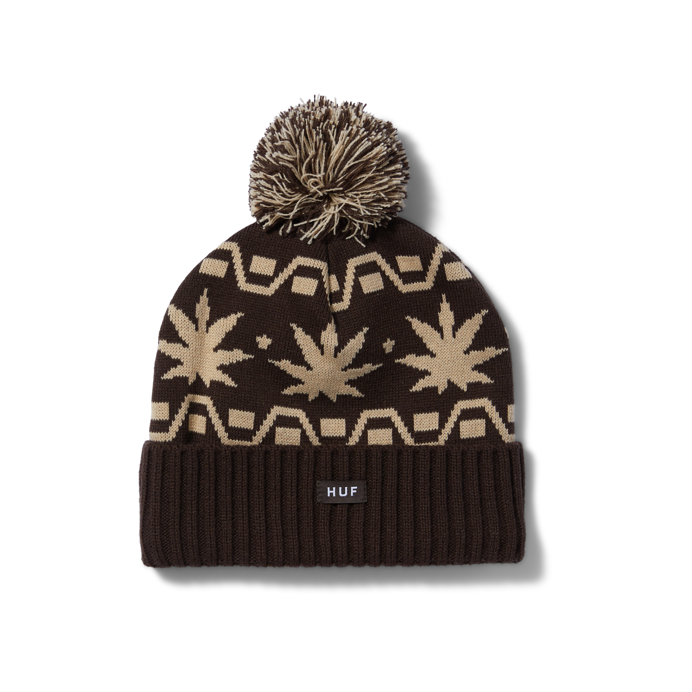 HUF - APRES Cuff Pom Beanie - Brown - Headz Up 