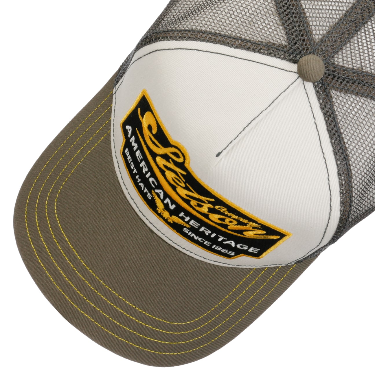 American Heritage Trucker Cap - White/Olive - Headz Up 