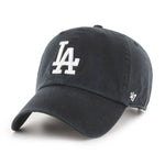Sort '47 Los Angeles Dodgers MLB Cap, justerbar med logo, blødt stof og sportstil, vist foran på hoved.