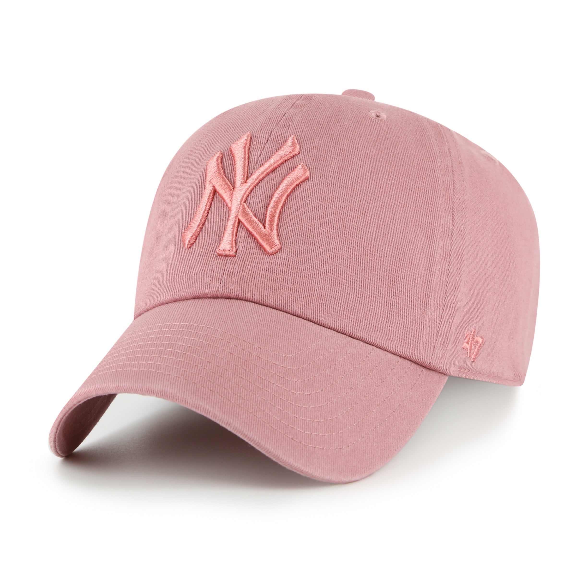 '47 New York Yankees baseball cap i mauve, justerbar med tydeligt Yankees-logo og MLB-design, afslappet sportstil