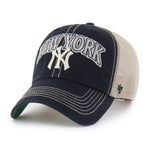 '47 New York Yankees Tuscaloosa Clean Up truckerkasket i sort med buet skygge og ventilerende netpanel bagpå