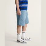 VANS check-5 baggy denim shorts i stenvasket blå, casual bukser med løs pasform og klassisk denimstil.