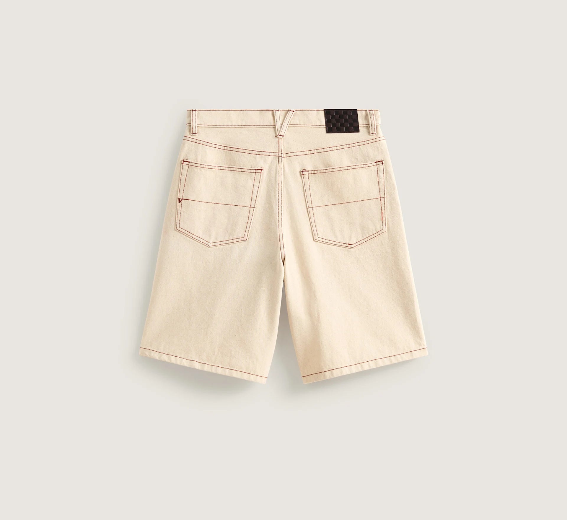 VANS Check-5 Baggy Denim Shorts i naturligt frødesign, afslappet buksetype med løs pasform og denimmateriale.