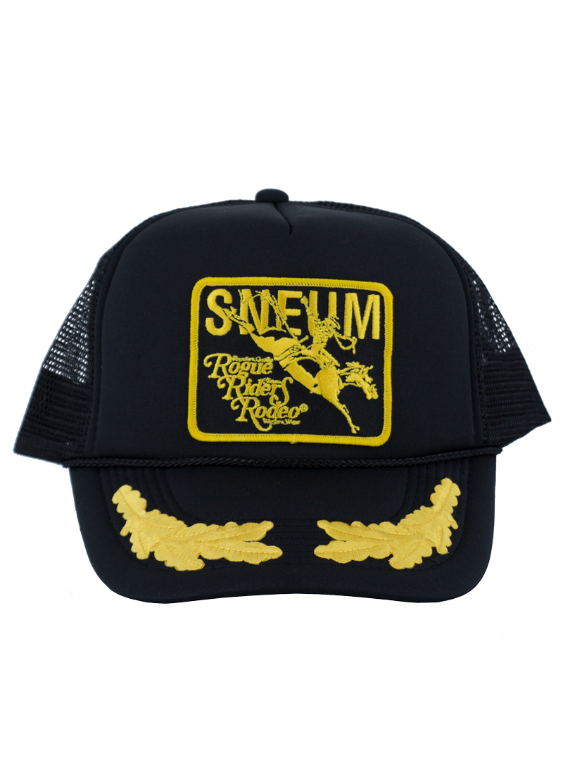 SNEUM RRR Logo Trucker Cap W. Gold Leaves In Black - Headz Up 