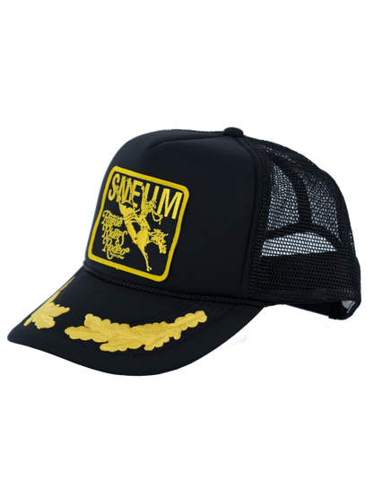 SNEUM RRR Logo Trucker Cap W. Gold Leaves In Black - Headz Up 