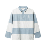 BLS denim polo i vaskeblåt, afslappet crewneck med klassisk pasform, perfekt til casual stil.
