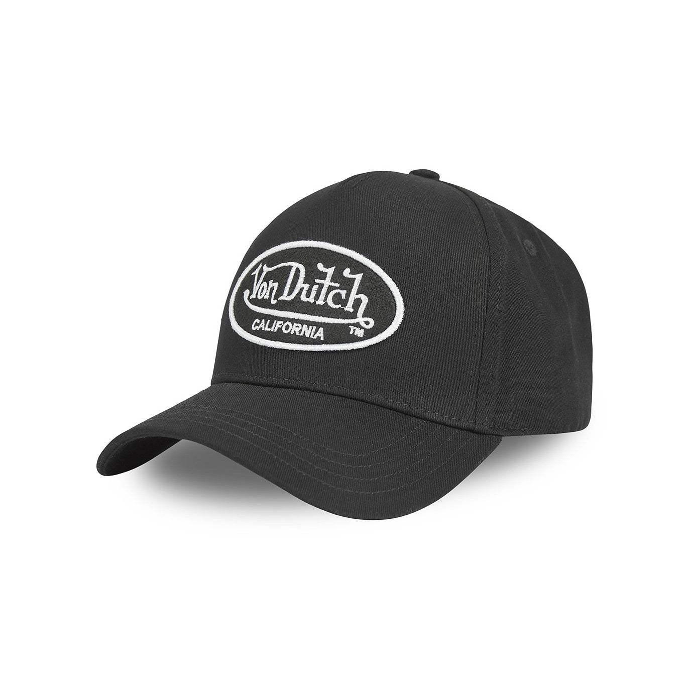Von Dutch - Oval Patch - Black (White Logo) - A-Frame Cap - Headz Up 