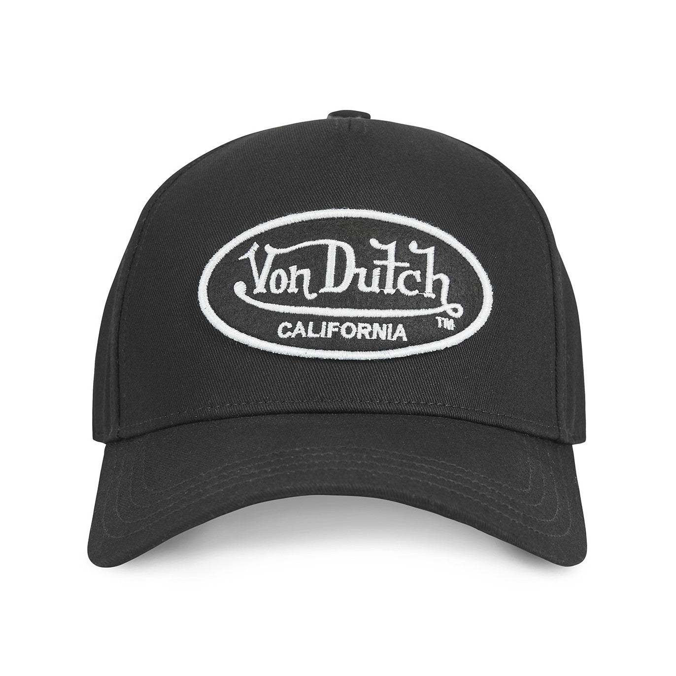 Von Dutch - Oval Patch - Black (White Logo) - A-Frame Cap - Headz Up 