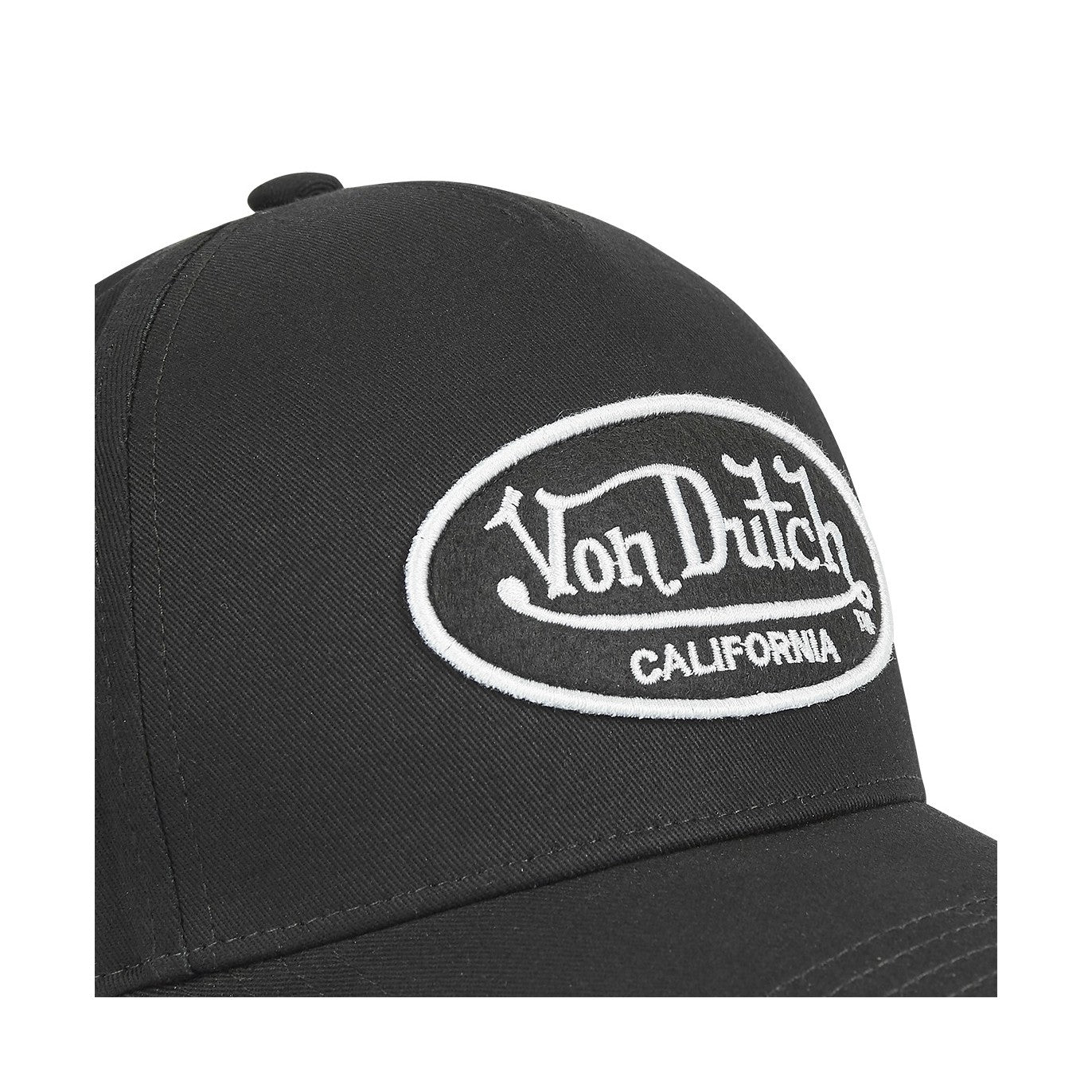Von Dutch - Oval Patch - Black (White Logo) - A-Frame Cap - Headz Up 