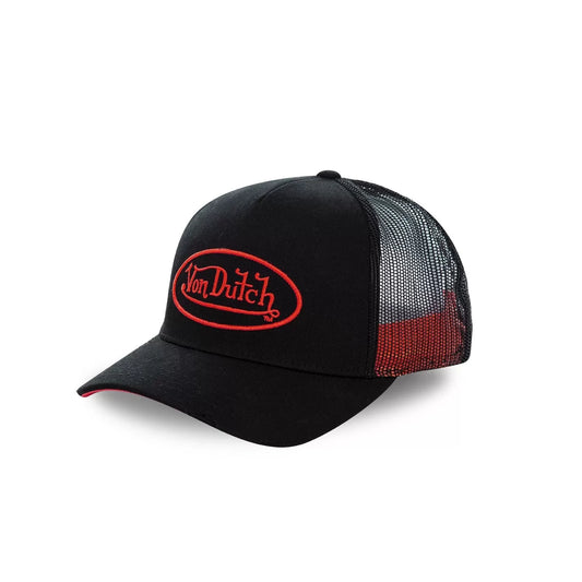 Von Dutch - Oval Patch Black/Red Trucker Cap