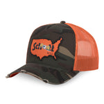 Von Dutch - X SCHOTT Co-Lab - 5-Panel Trucker Cap - Camo/Orange - Headz Up 