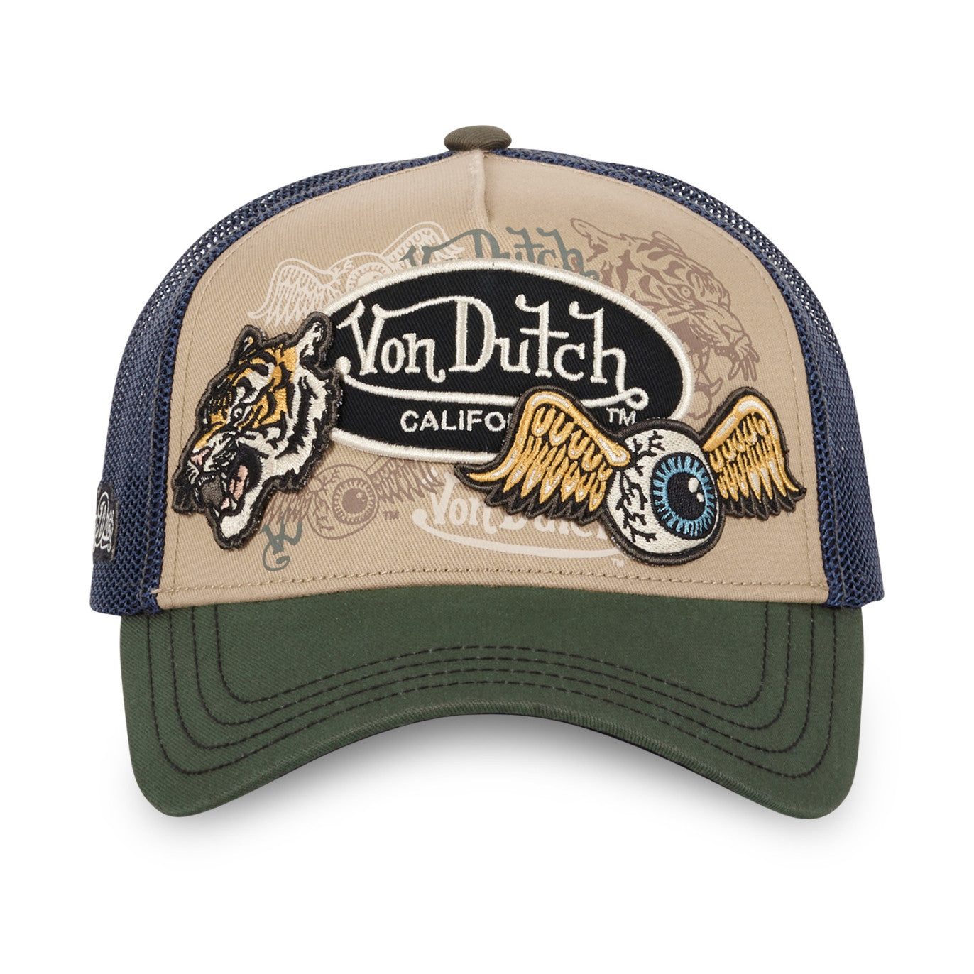 Von Dutch - Multi Patches - Trucker Cap - Navy/Brown/Olive - Headz Up 