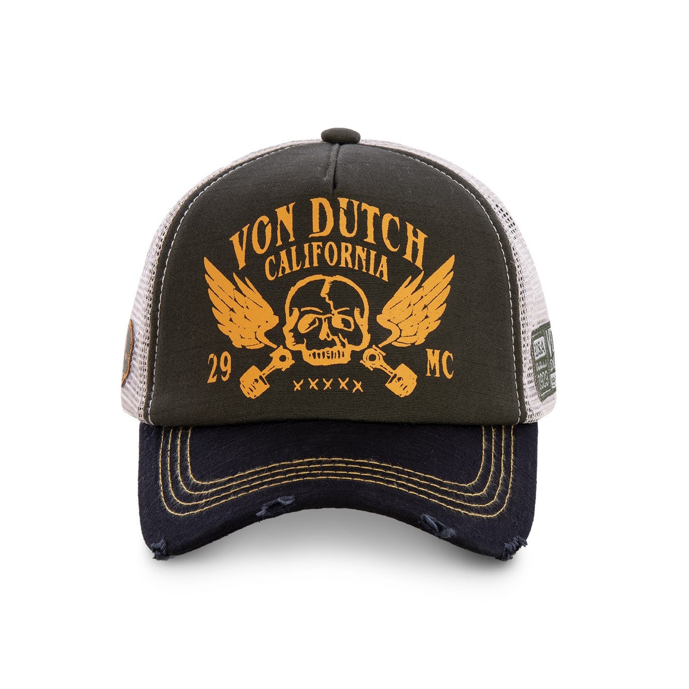 Von Dutch - Screen Print - Trucker Cap - White/Dark Green/Black - Headz Up 